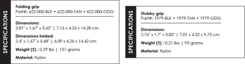 Folding & Stubby Grips technical specifications