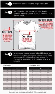 Cadex Proud Supporter Men's T-Shirt size chart